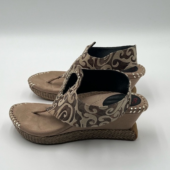 Modzori Lucia Reversible Wedge Sandals Black Tan Metallic Travel Size 9 Boho - Picture 10 of 16